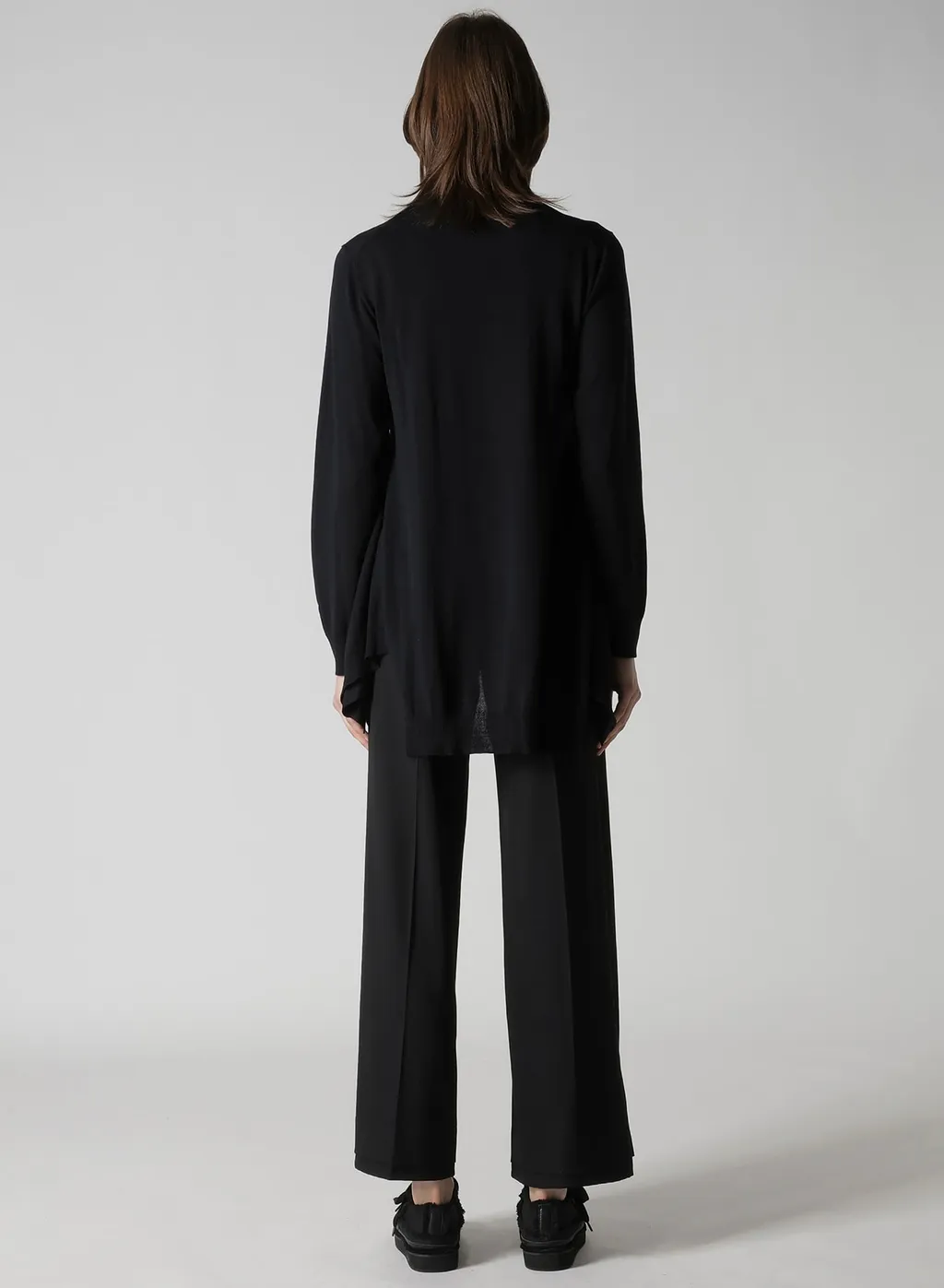 Plain Stitch+Rib Draped High Neck Po