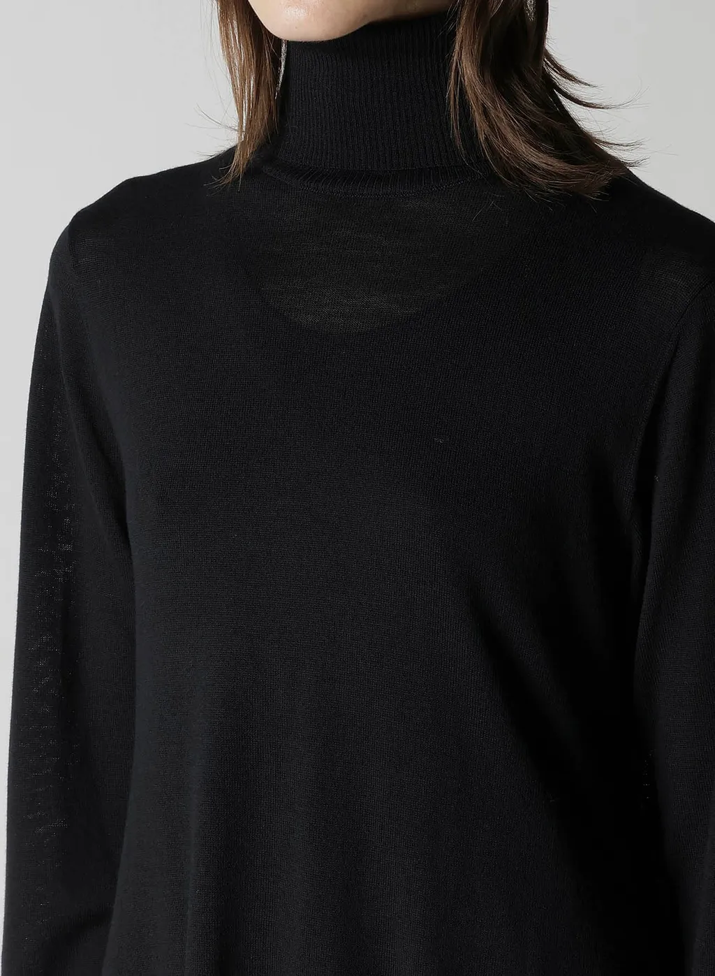 Plain Stitch+Rib Draped High Neck Po