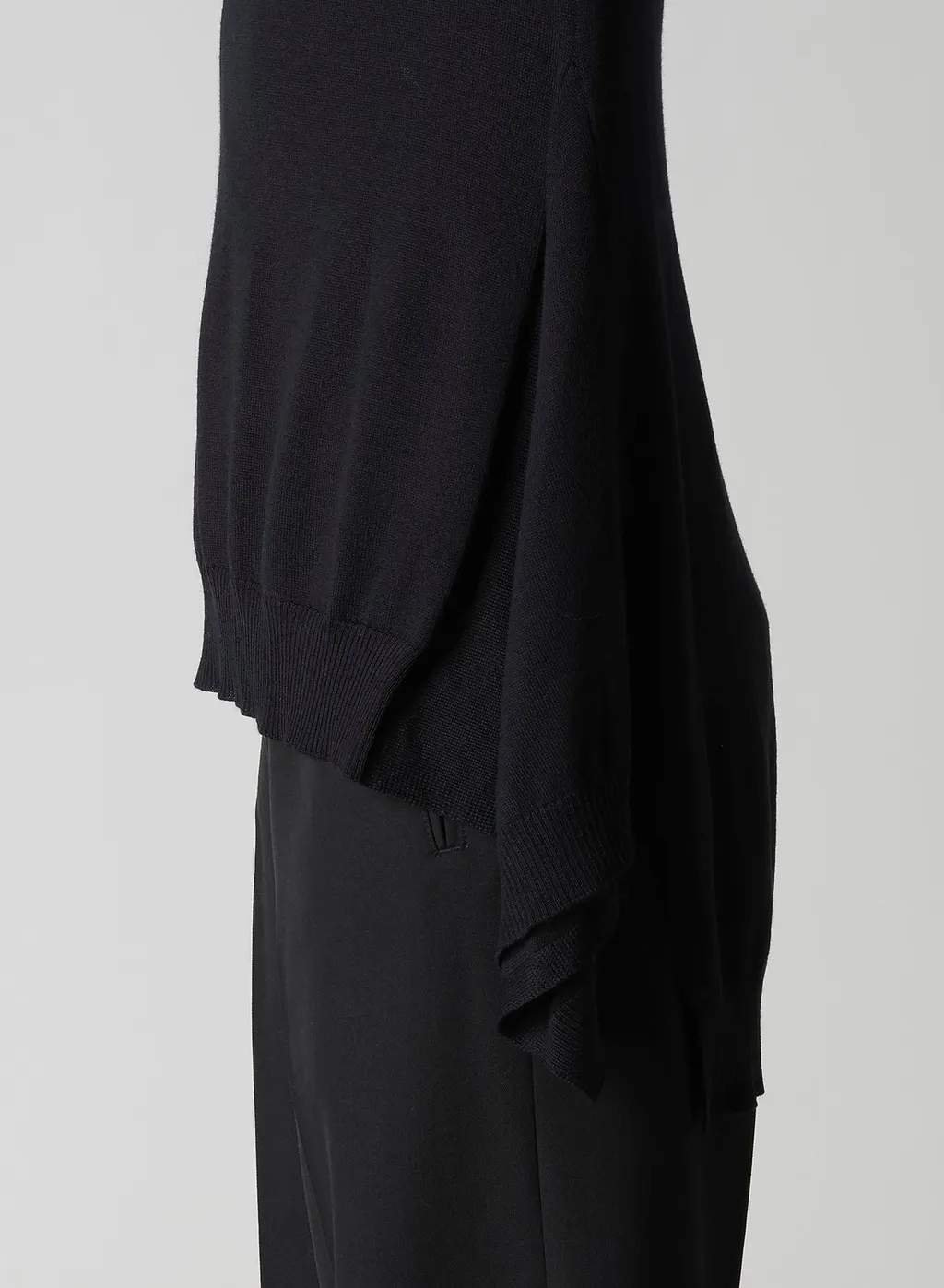 Plain Stitch+Rib Draped High Neck Po