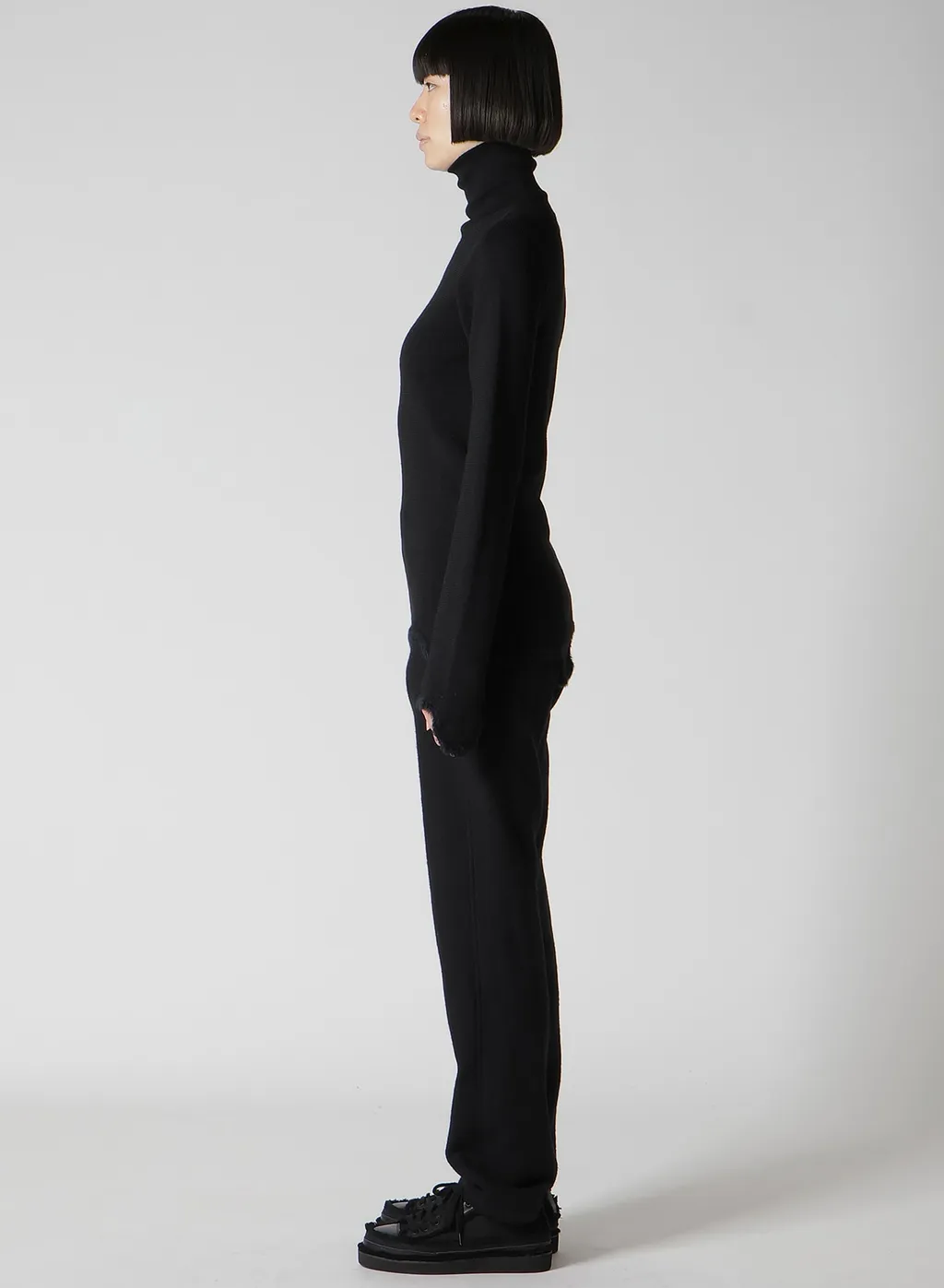 12G Rib Jagged Hem High Neck Po