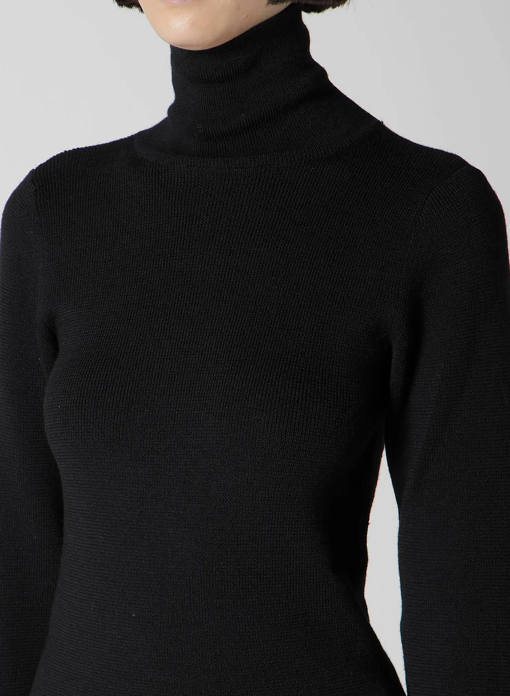 12G Rib Jagged Hem High Neck Po