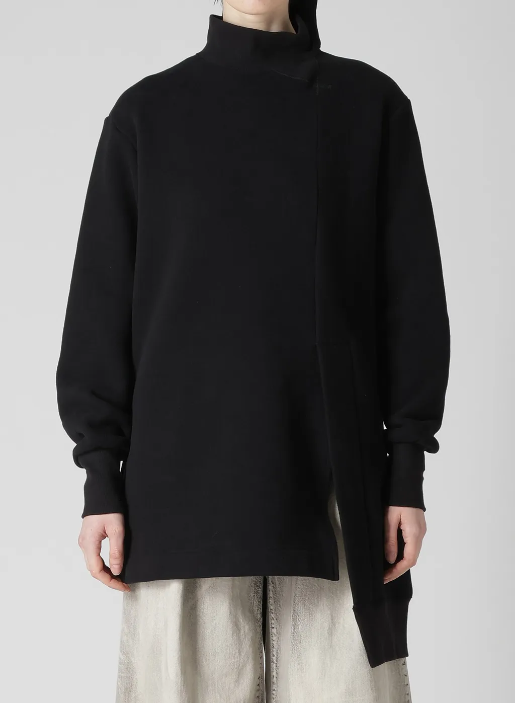 Liy/C Brushed French Terry Paneled High-Neck Pullover