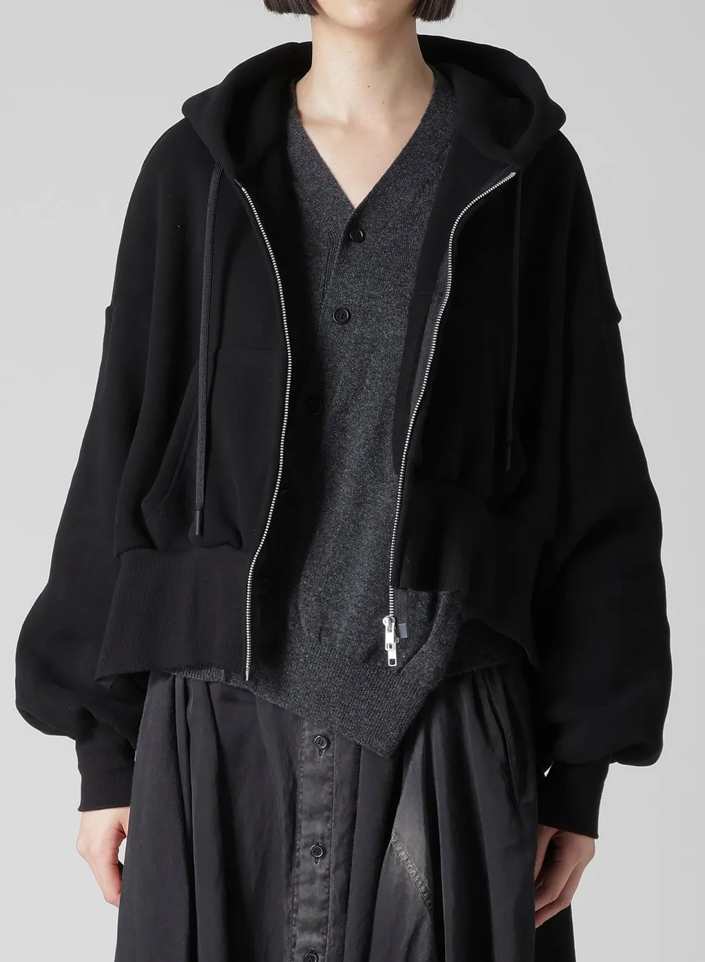 Liy/C Brushed French Terry Unbalanced Hoodie A