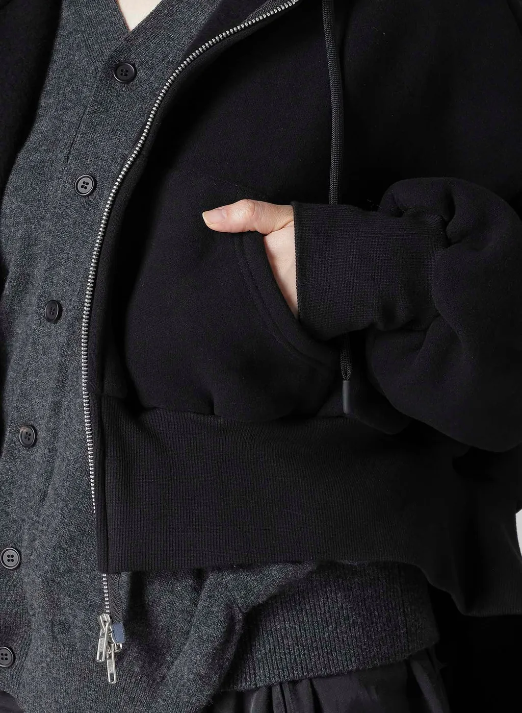 Liy/C Brushed French Terry Unbalanced Hoodie A