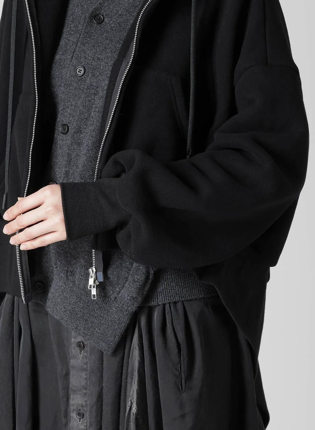 Liy/C Brushed French Terry Unbalanced Hoodie A