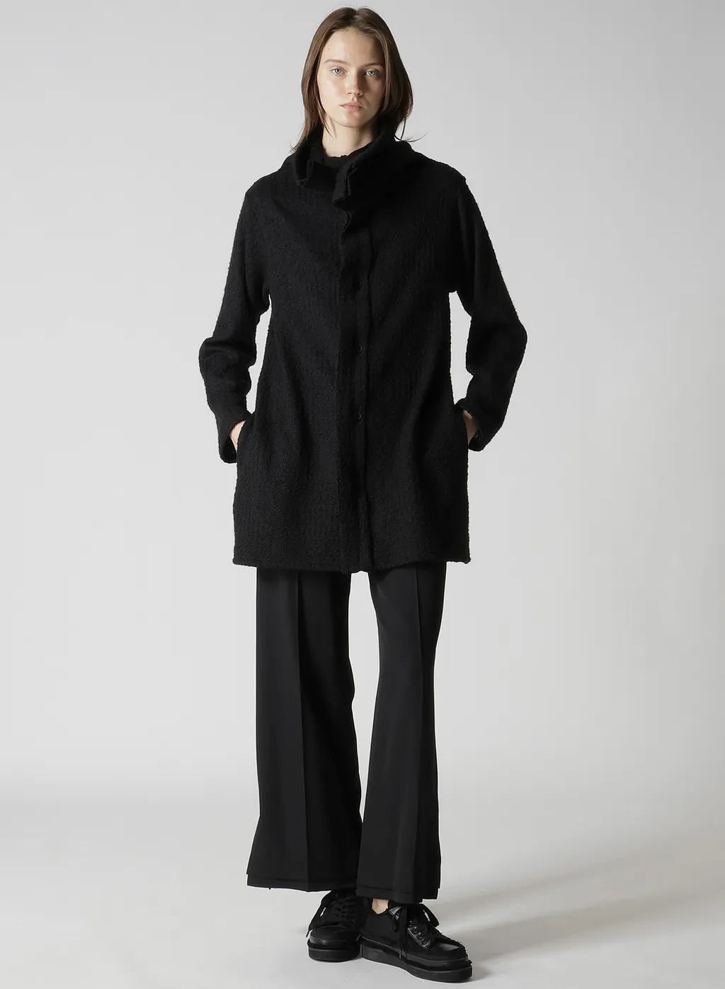 Crushed Glen Check High Neck Cardigan