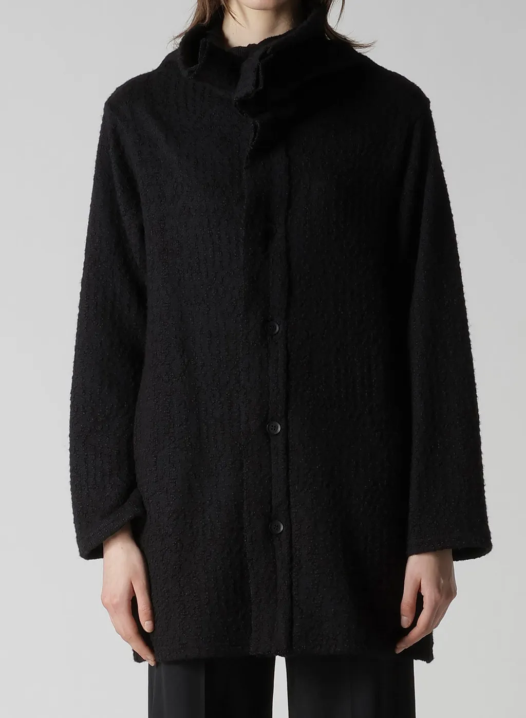 Crushed Glen Check High Neck Cardigan