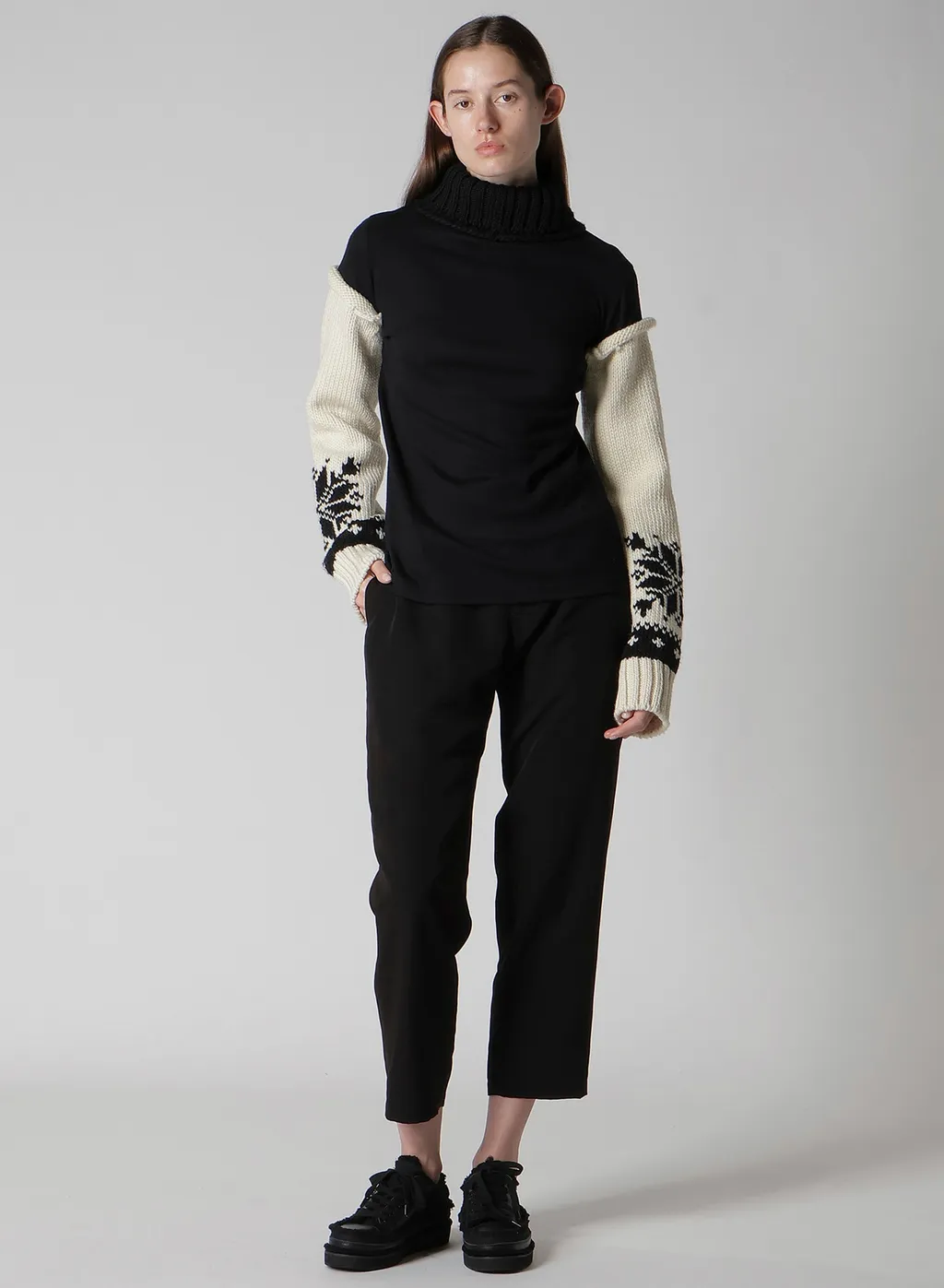 Wool Interlock Snow Pattern High Neck Po
