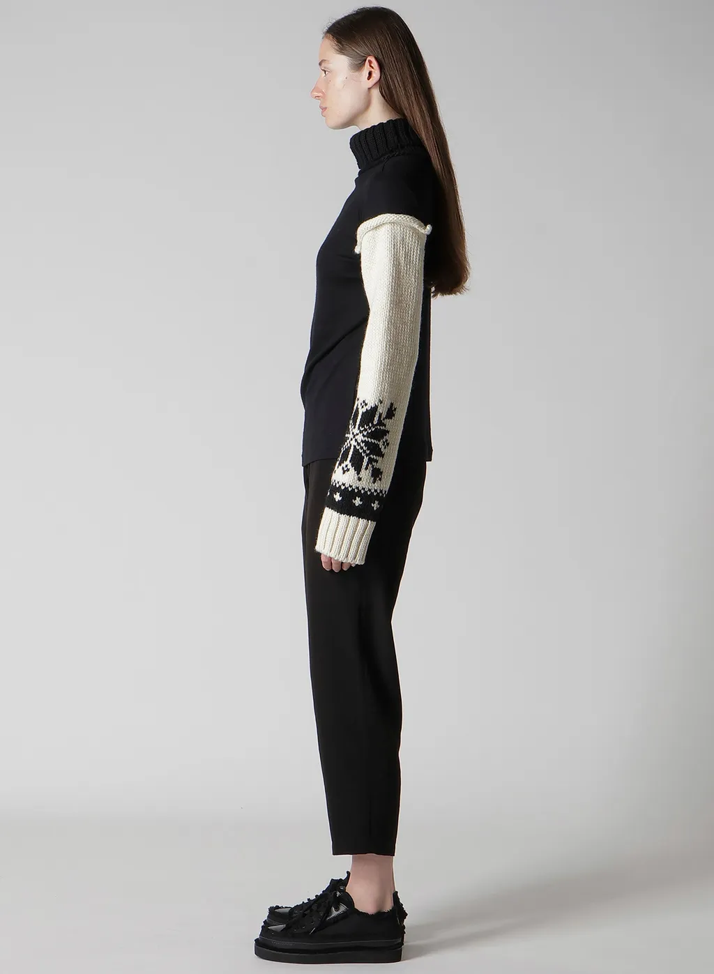 Wool Interlock Snow Pattern High Neck Po