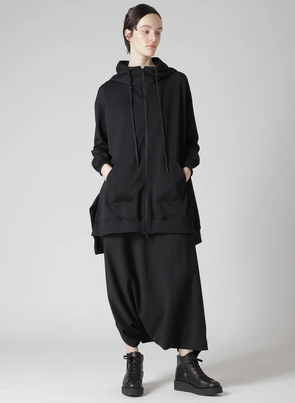 Pe Jersey Twill Unbalanced Hoodie B