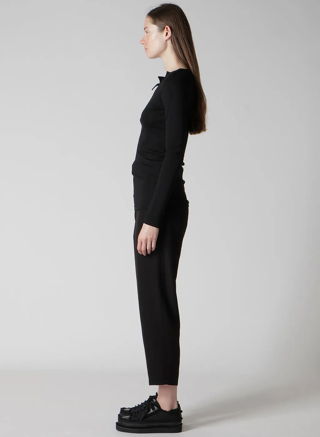 Wool Chiffon Zig-Zag Neck Line Long Slv T