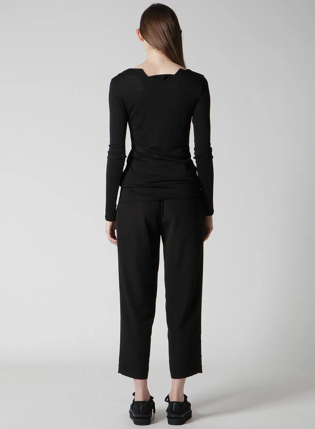 Wool Chiffon Zig-Zag Neck Line Long Slv T