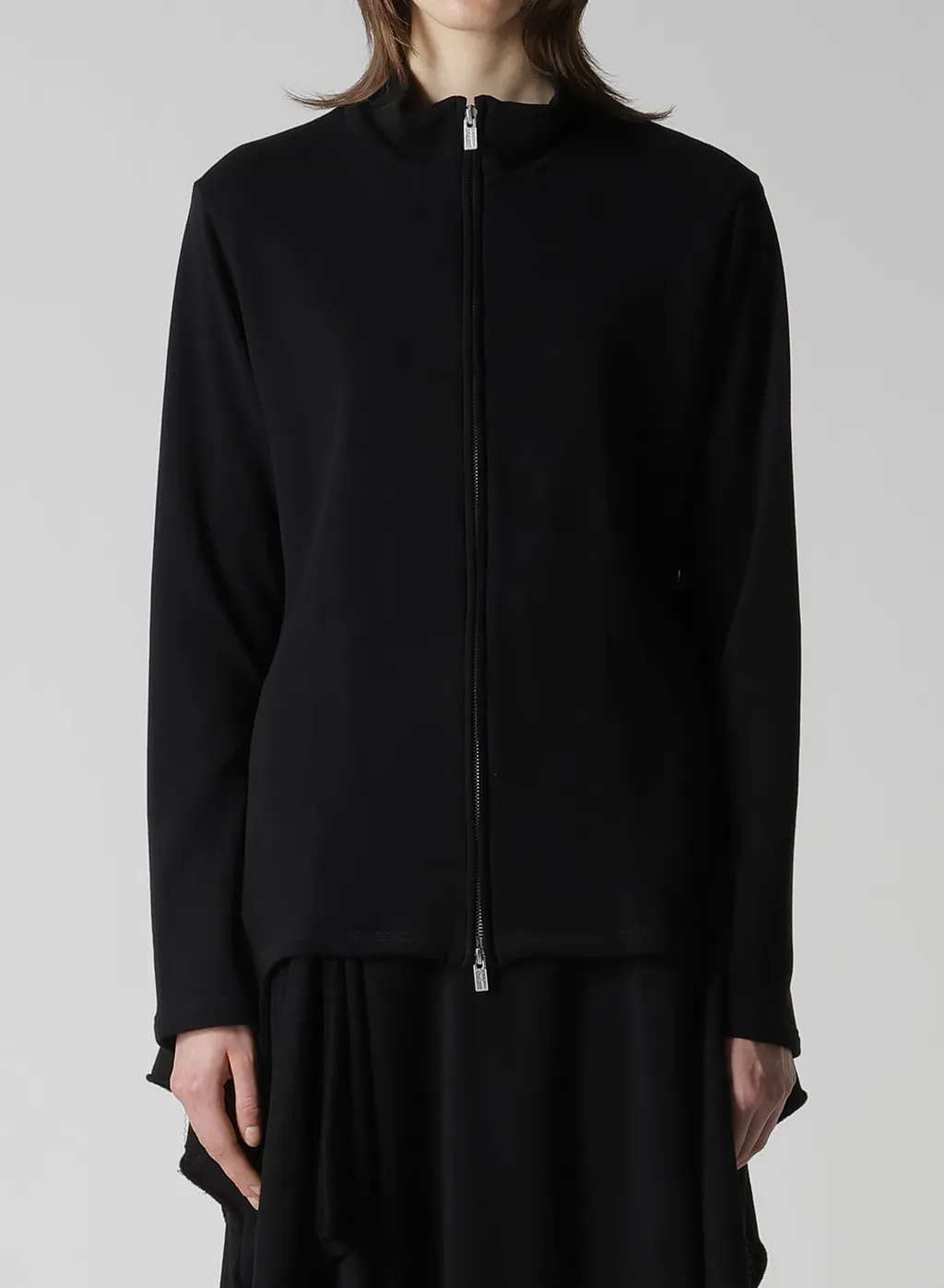 High Twisted Gauze Terry Side Draped Zip Cardigan