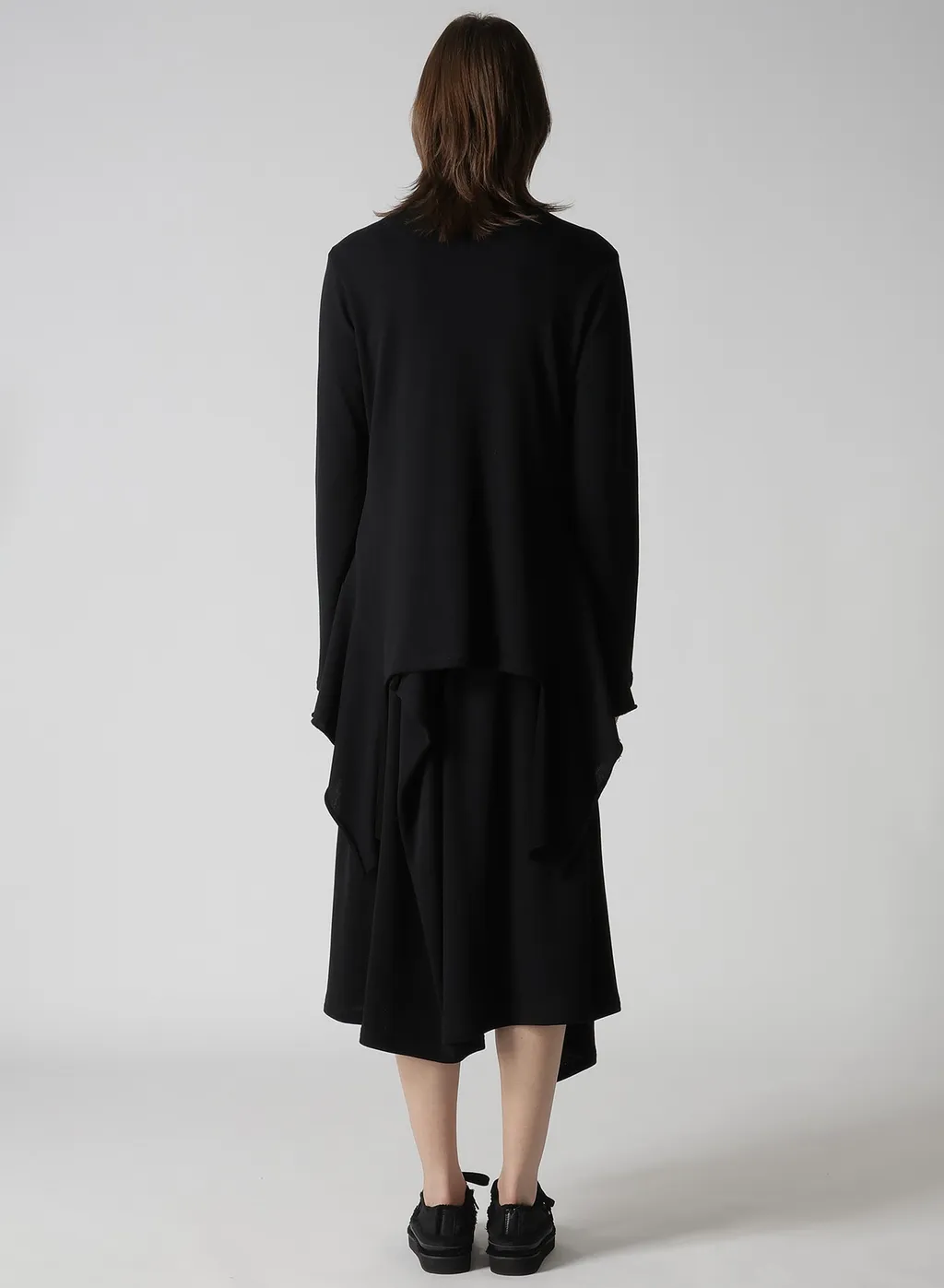 High Twisted Gauze Terry Side Draped Zip Cardigan