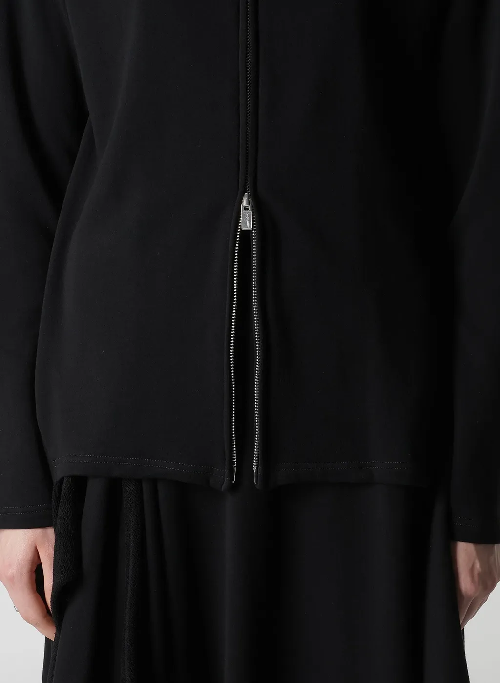 High Twisted Gauze Terry Side Draped Zip Cardigan