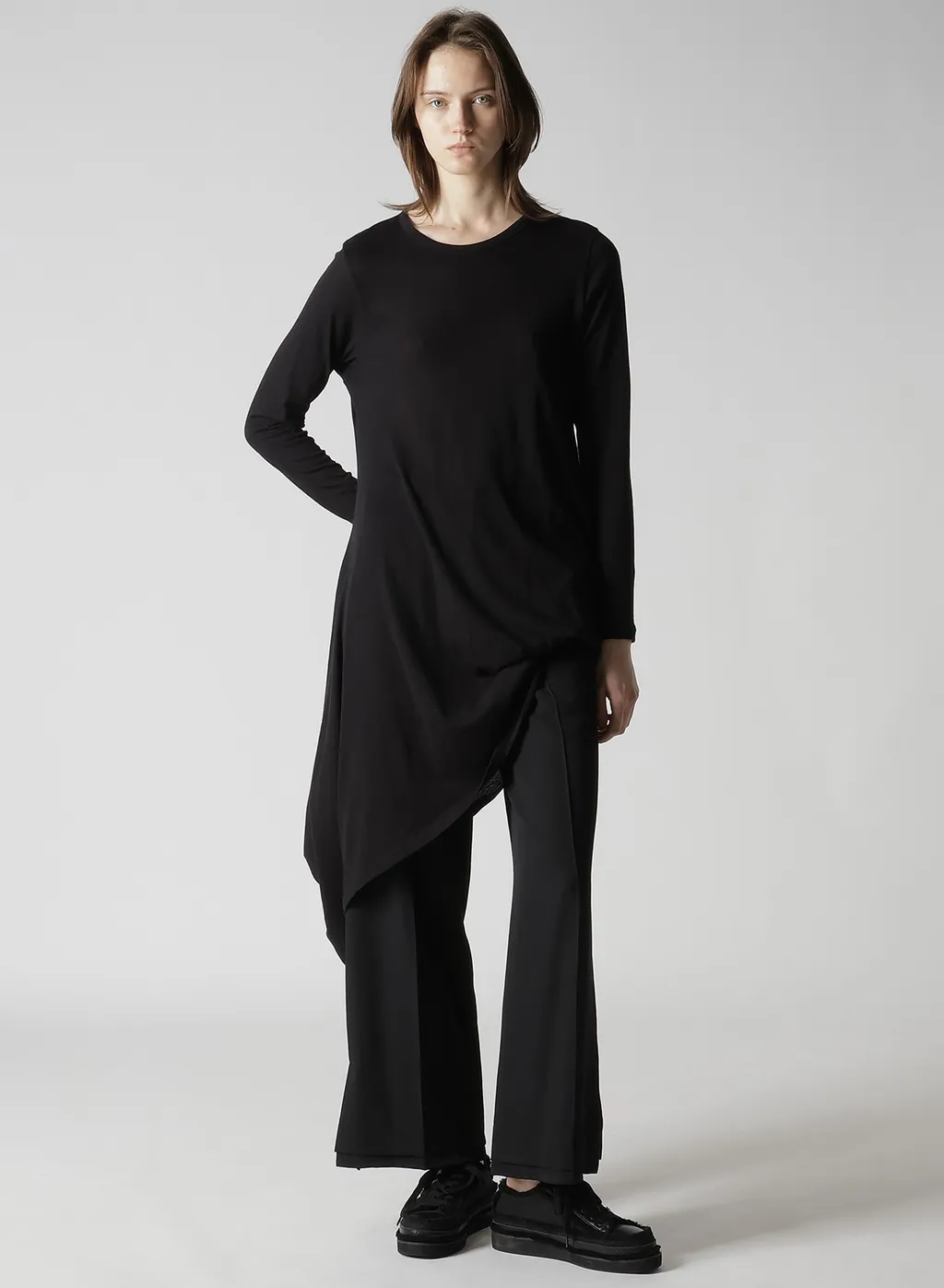 C Angora Cashmere Single Jersey R Draped Round Neck Po