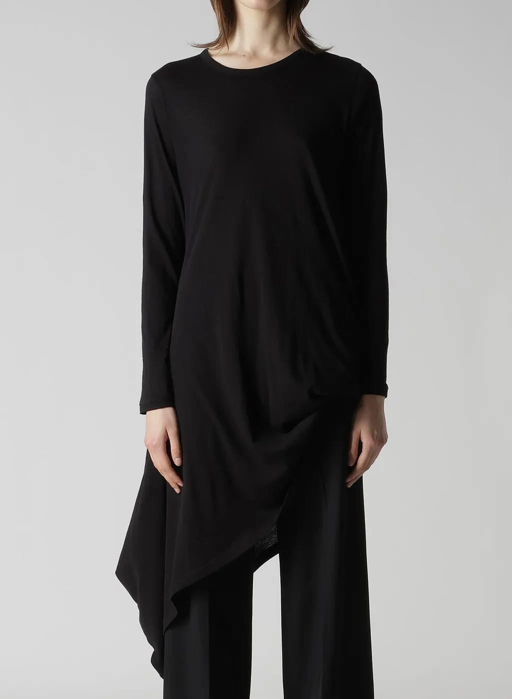 C Angora Cashmere Single Jersey R Draped Round Neck Po