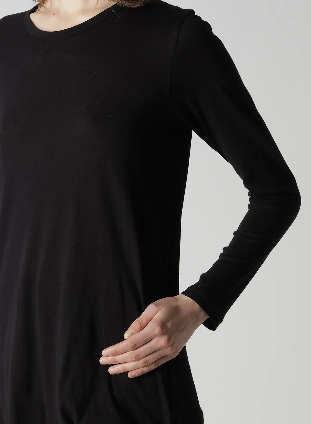C Angora Cashmere Single Jersey R Draped Round Neck Po