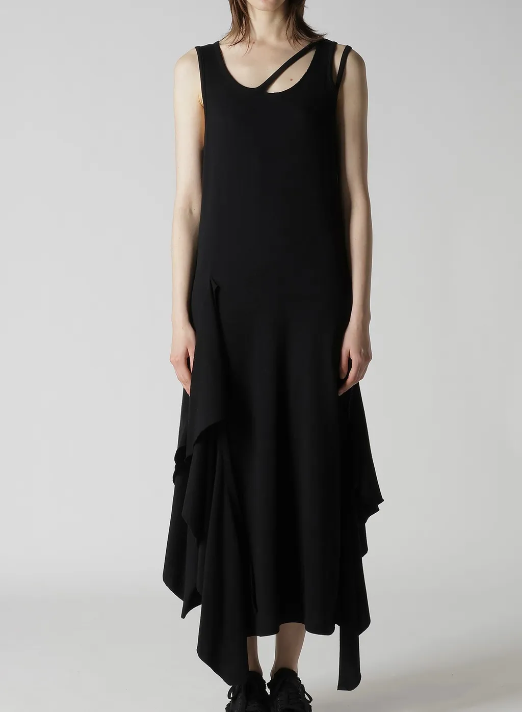 Cotton Yak Single Jersey Side Draped Strap Dress