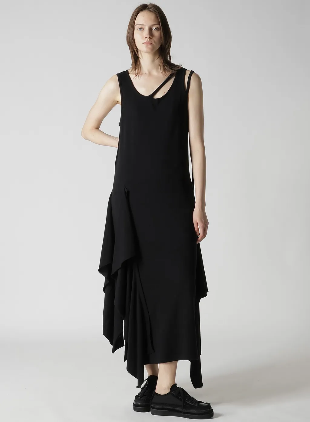 Cotton Yak Single Jersey Side Draped Strap Dress