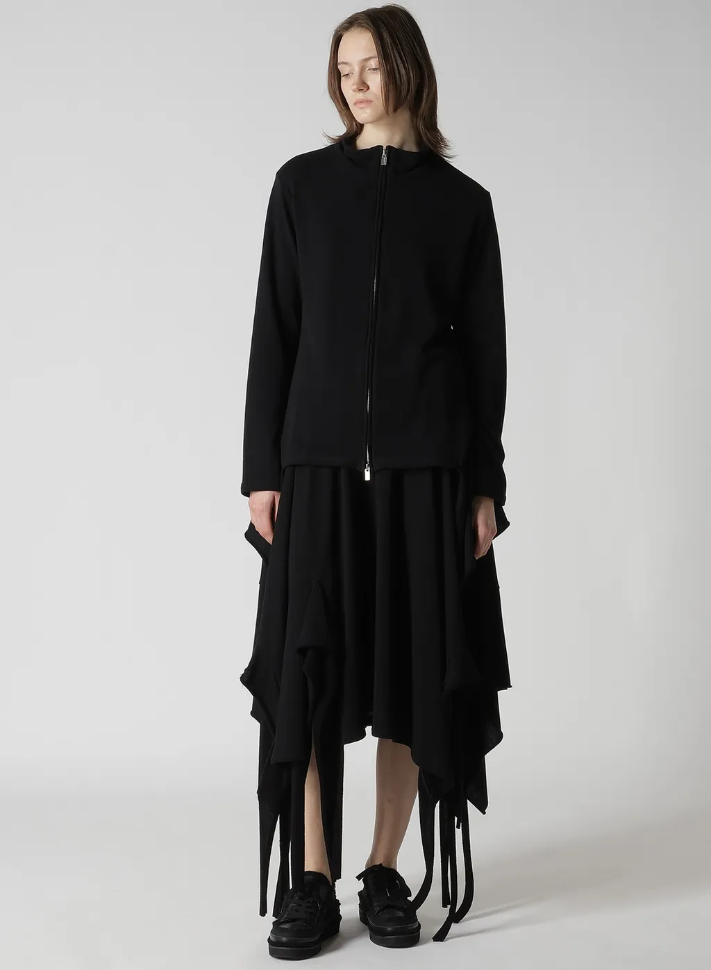High Twisted Gauze Terry Draped Hem Skirt