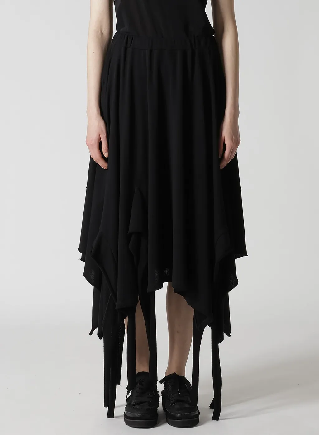 High Twisted Gauze Terry Draped Hem Skirt