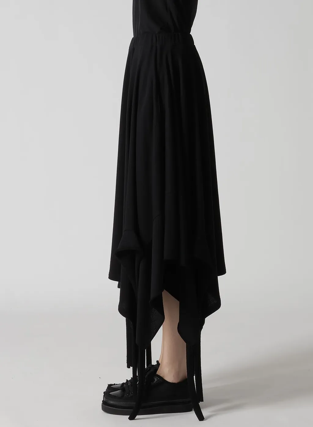 High Twisted Gauze Terry Draped Hem Skirt
