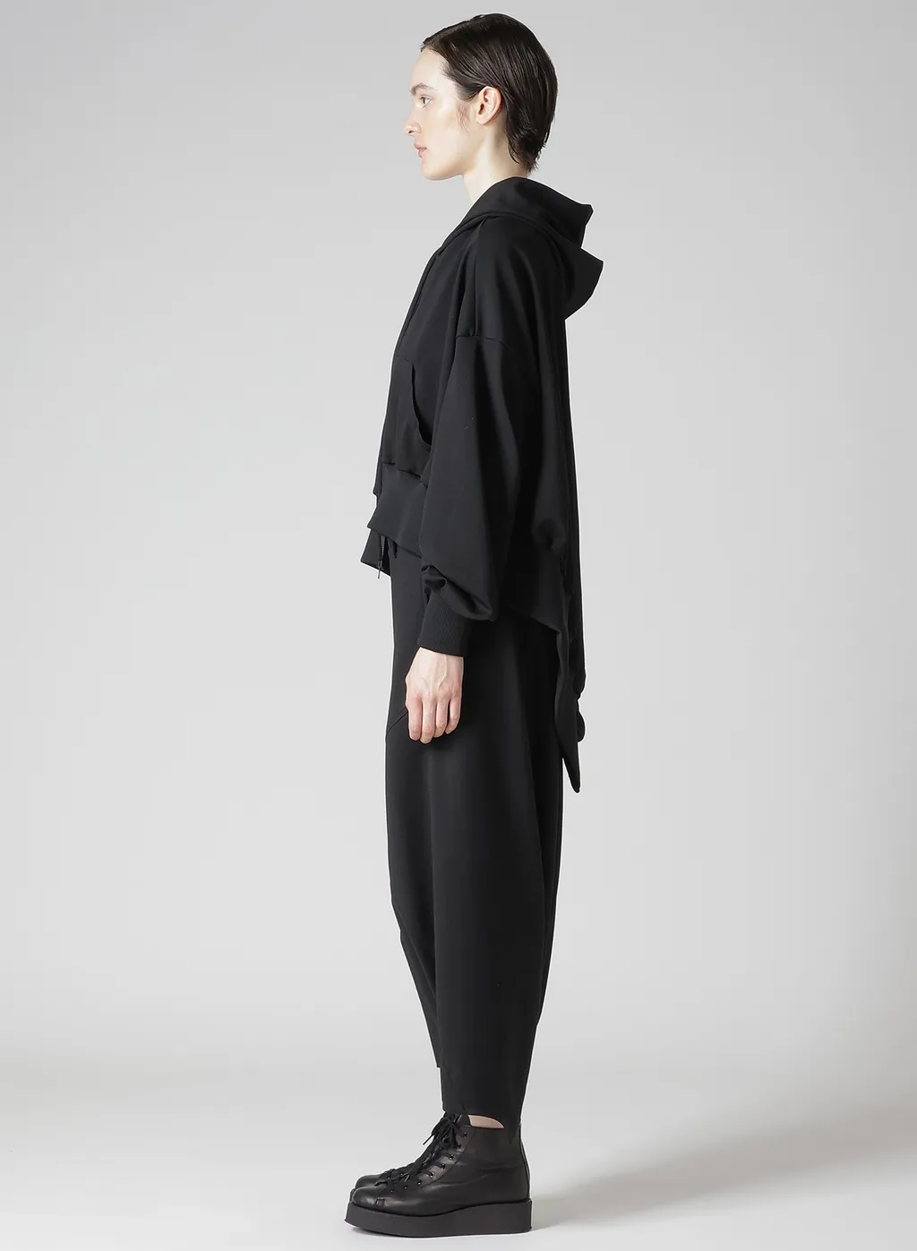 Pe Jersey Twill Unbalanced Hoodie A