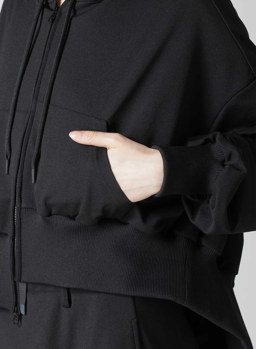 Pe Jersey Twill Unbalanced Hoodie A
