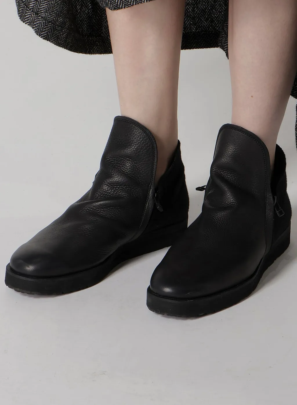 Shrinked Melton Double Side Zip Boots