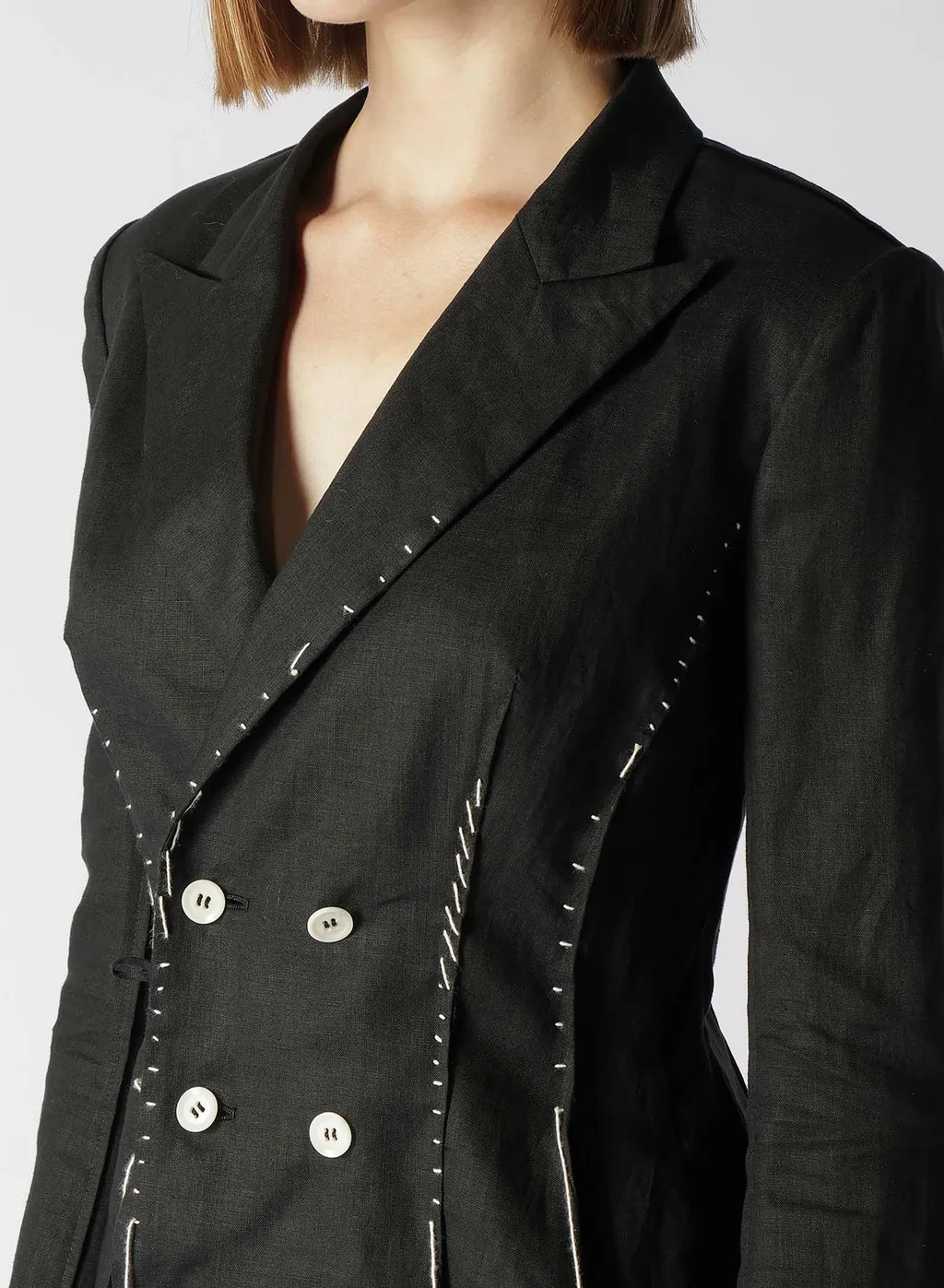 Linen Cloth 6B Hand Stitch Double Jacket