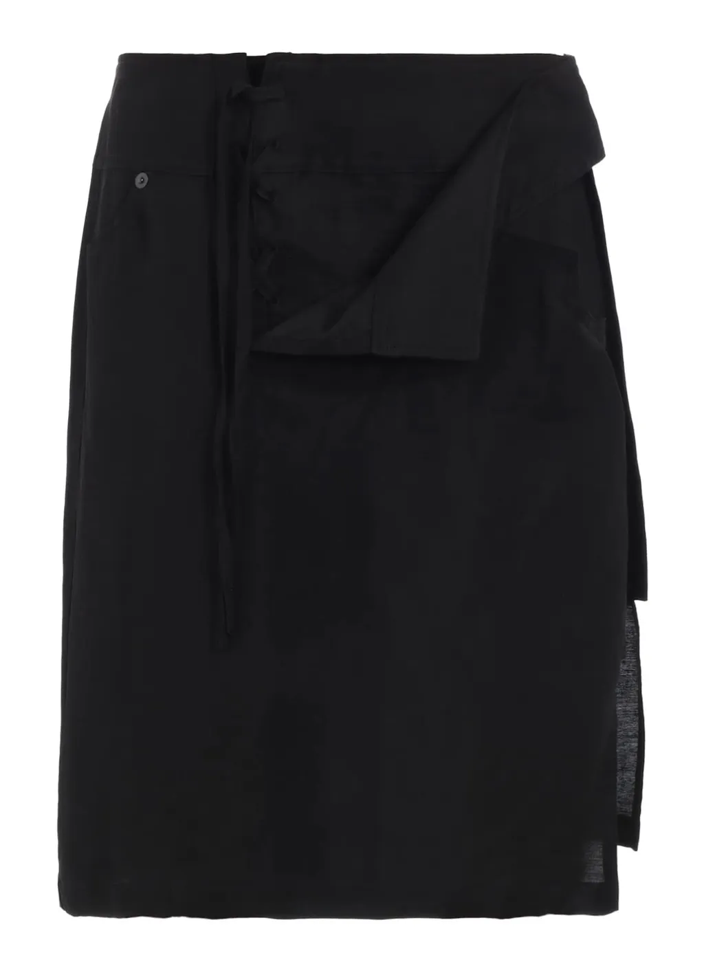 Linen Silk Lace Up Detail Short Skirt
