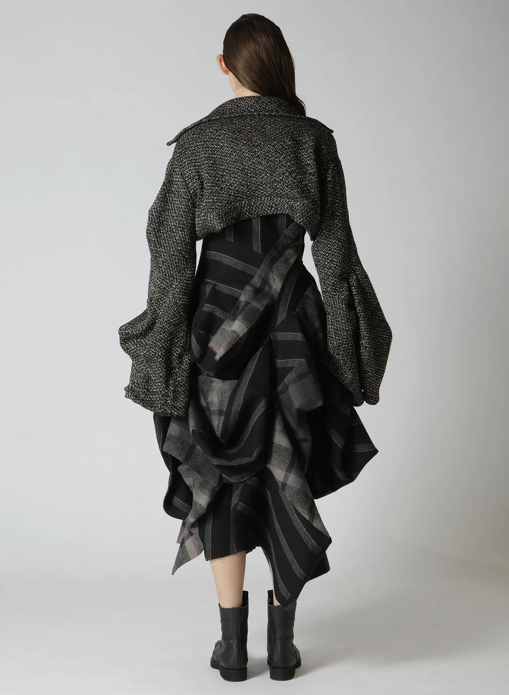 Dobby Heather Tweed Box D Sleeves Double F Short Jacket