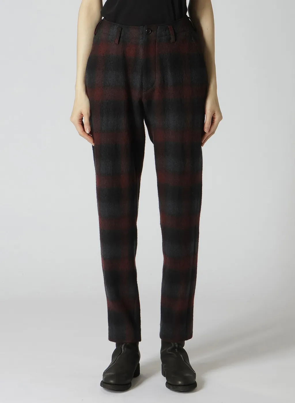 Grey Ombre Plaid Basic Pants B