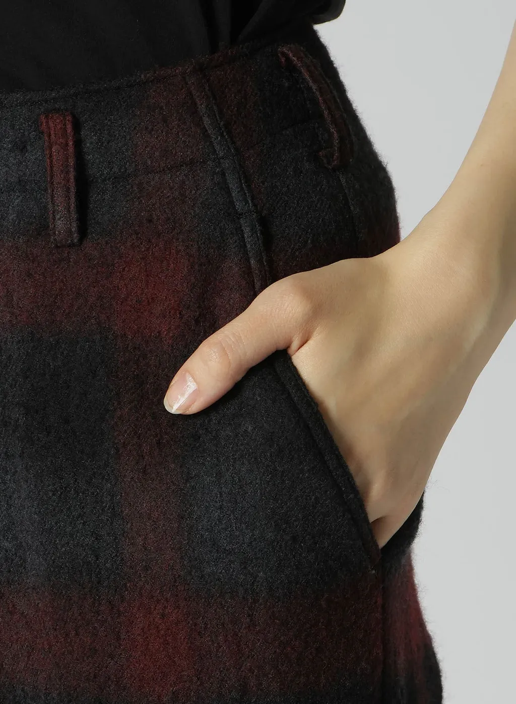 Grey Ombre Plaid Basic Pants B