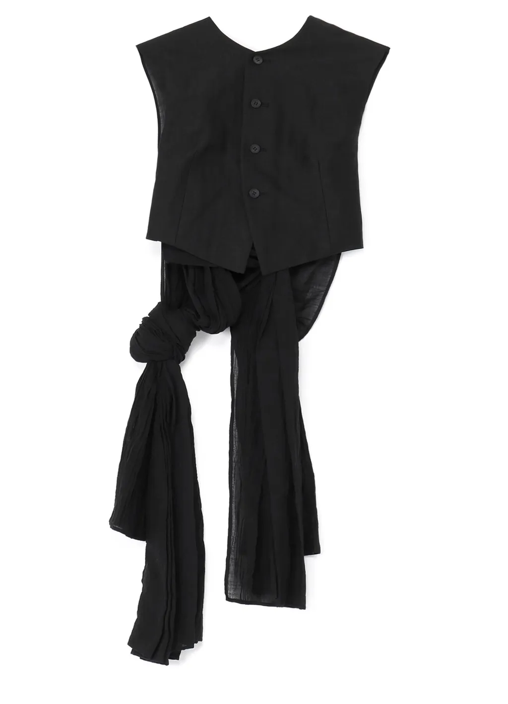 High Twisted Gabardine Backside Knot Detail Vest