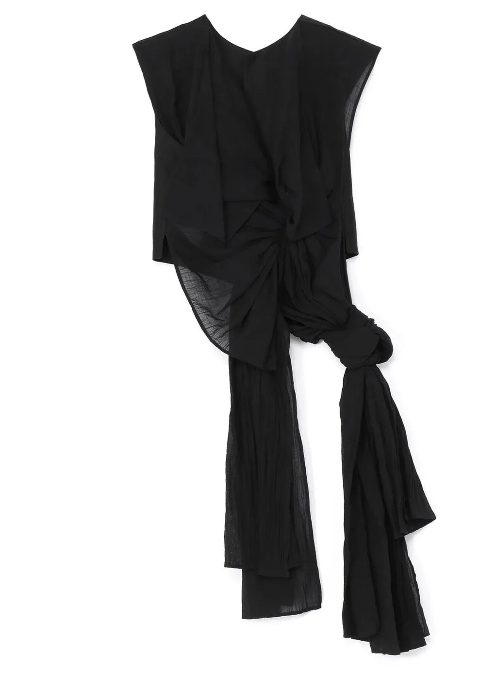 High Twisted Gabardine Backside Knot Detail Vest