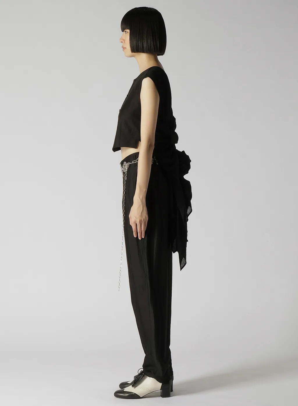 High Twisted Gabardine Backside Knot Detail Vest