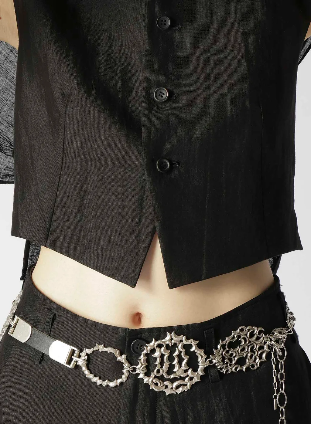 High Twisted Gabardine Backside Knot Detail Vest