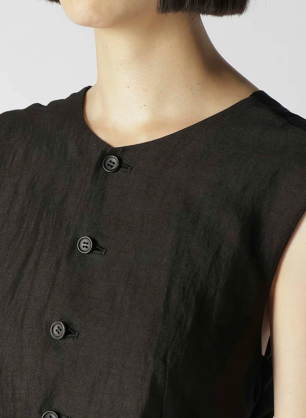 High Twisted Gabardine Backside Knot Detail Vest