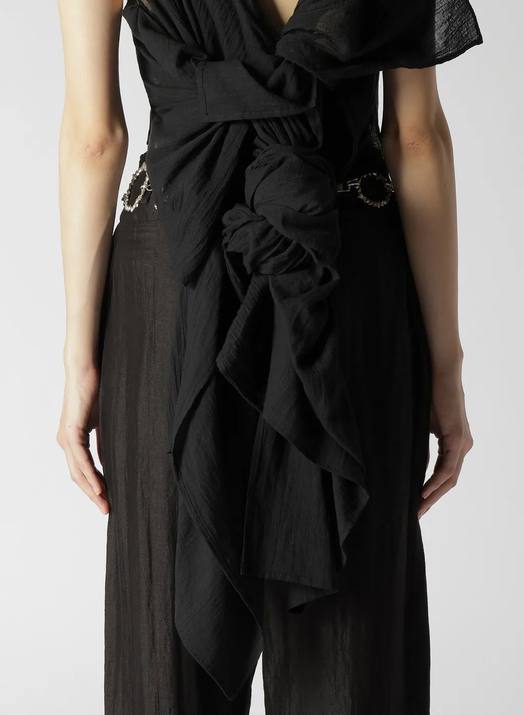 High Twisted Gabardine Backside Knot Detail Vest