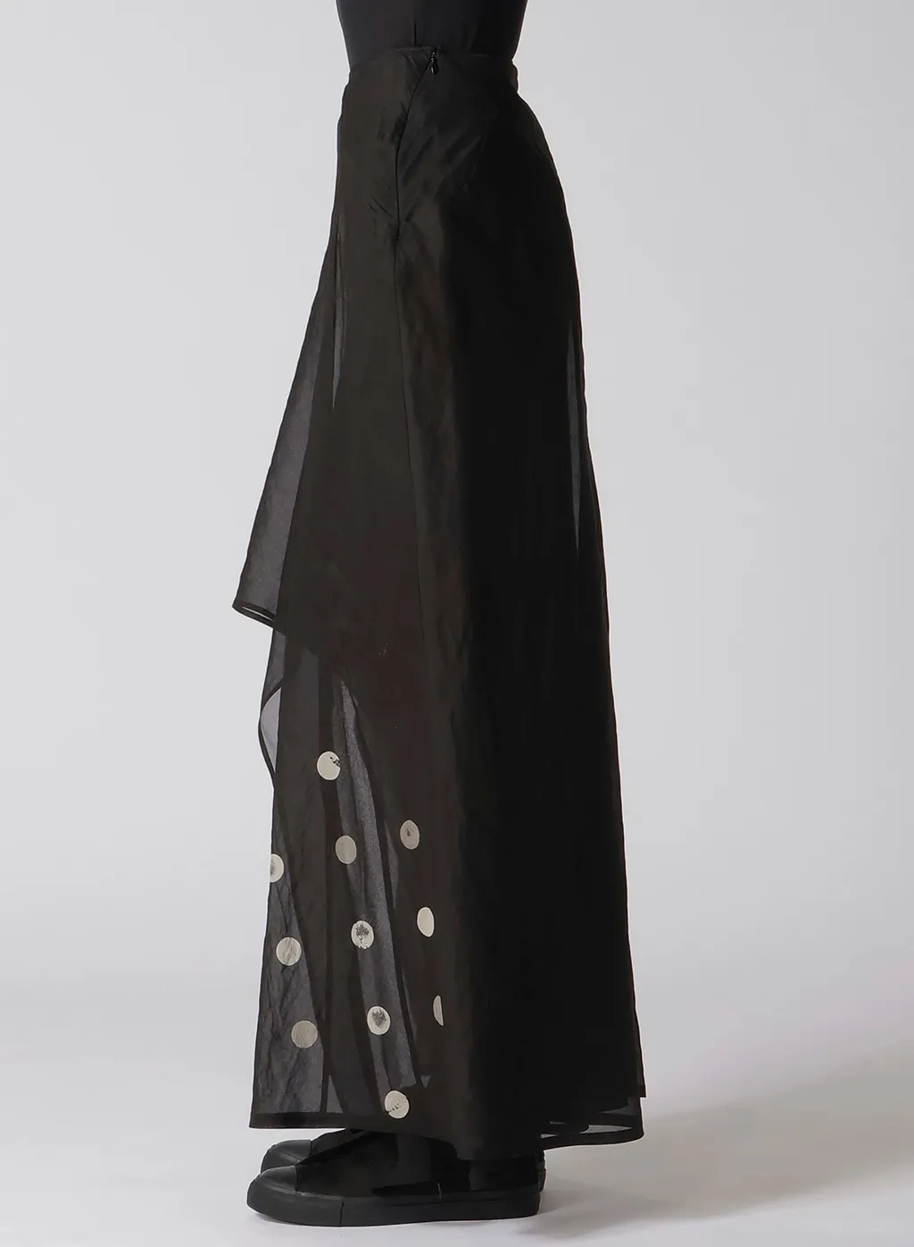 Dot Grey Discharge Print R Round Hem Skirt