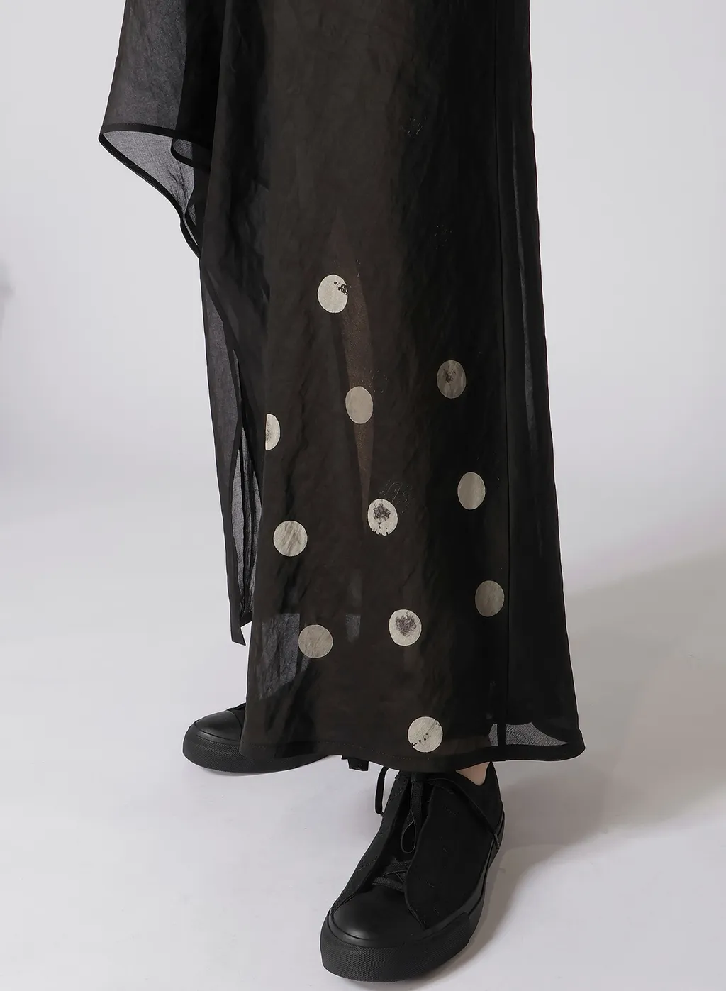Dot Grey Discharge Print R Round Hem Skirt