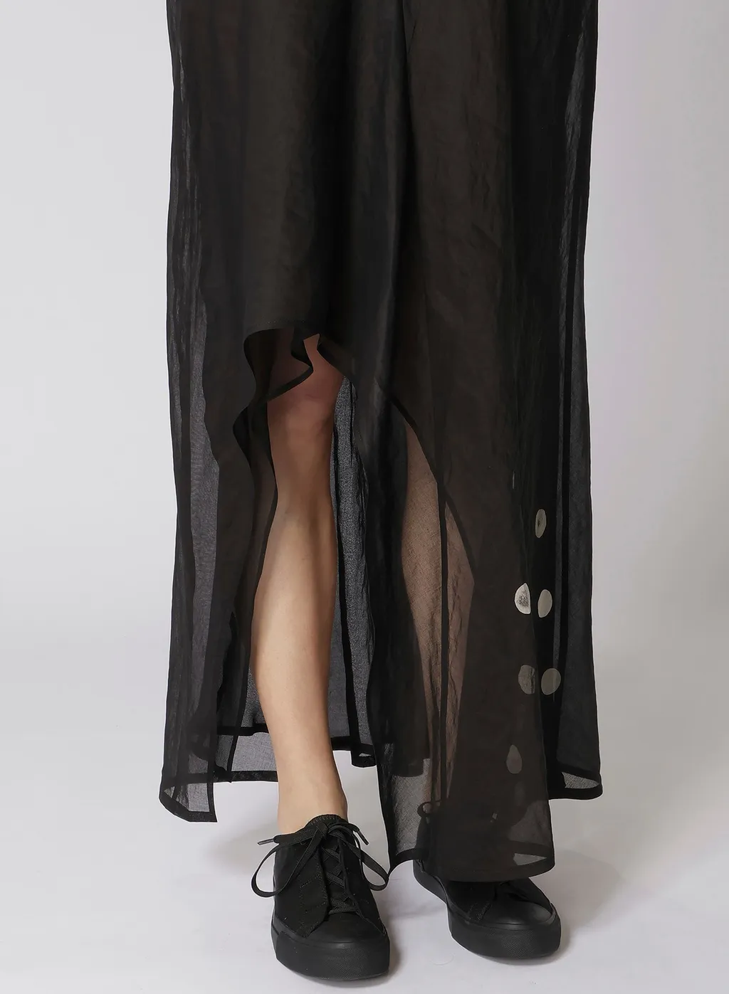 Dot Grey Discharge Print R Round Hem Skirt