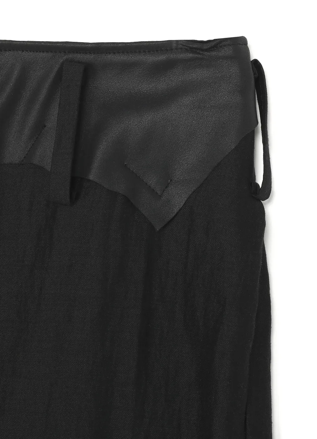High Twisted Gabardine Leather Detail Pants