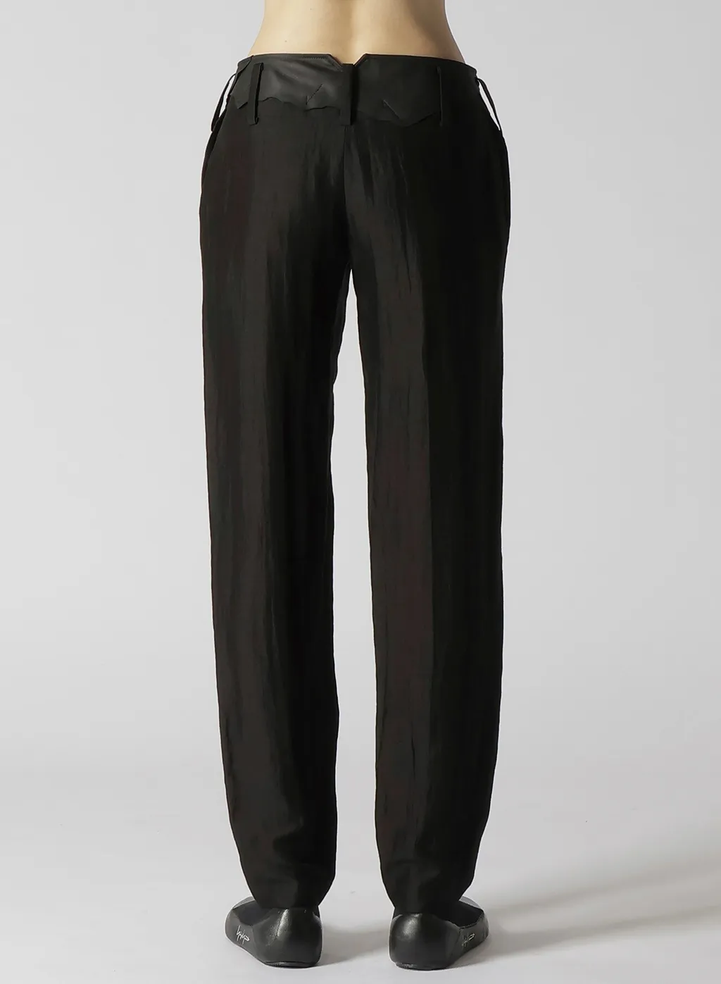 High Twisted Gabardine Leather Detail Pants