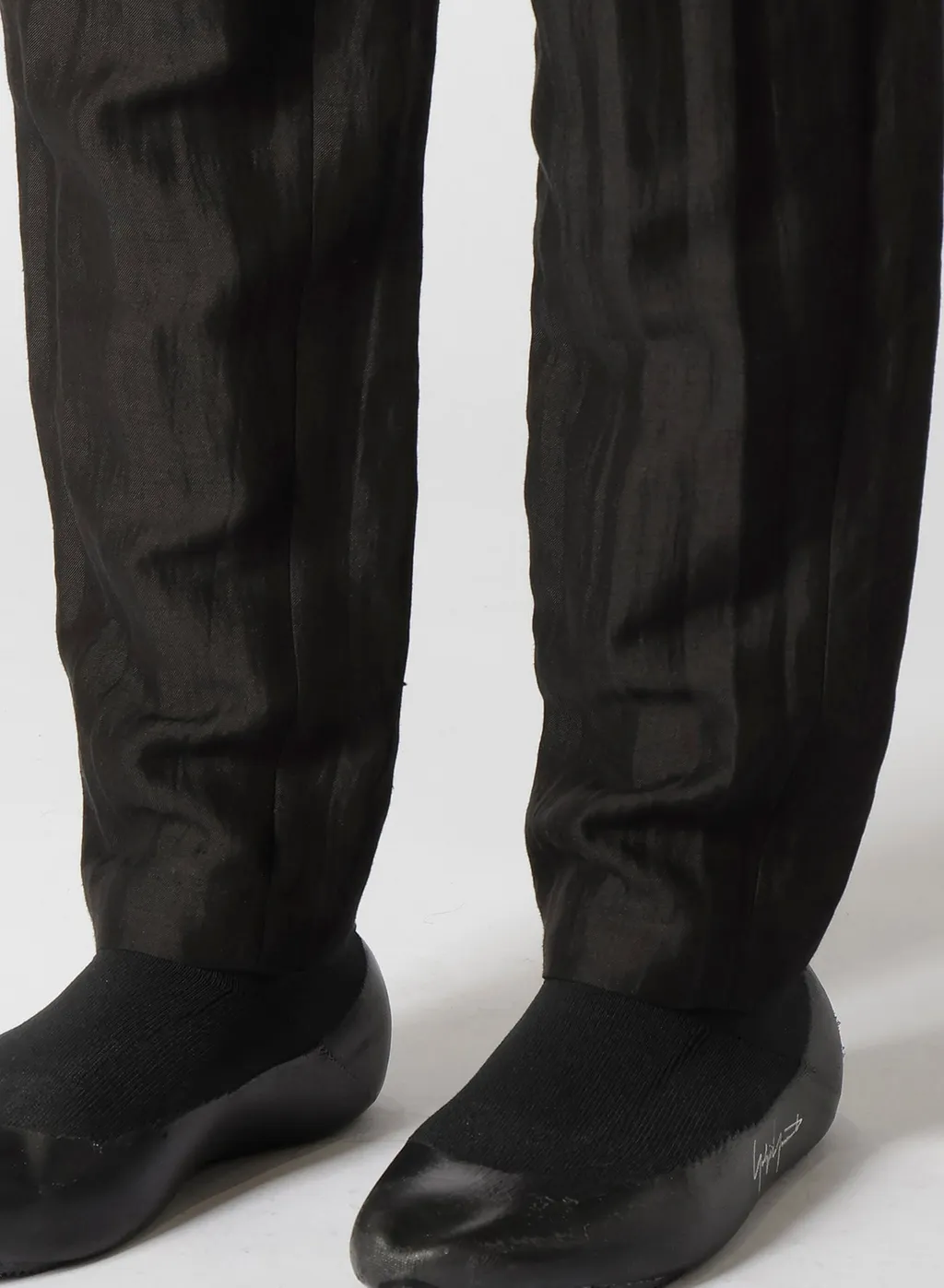 High Twisted Gabardine Leather Detail Pants
