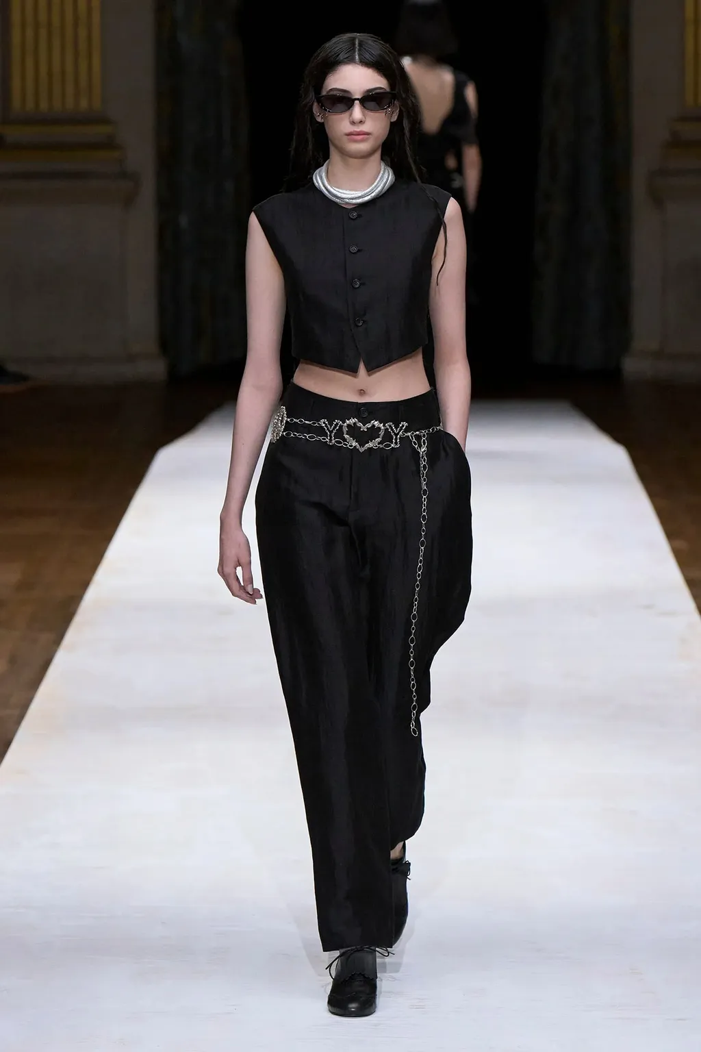 High Twisted Gabardine Low-Rise Basic Pants