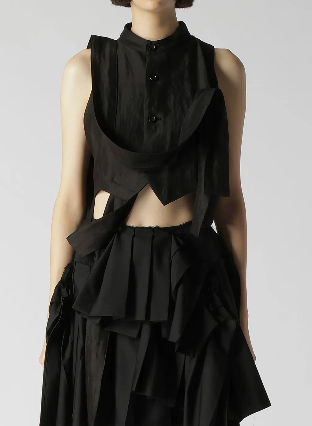 High Twisted Gabardine Belted Unbalance Vest