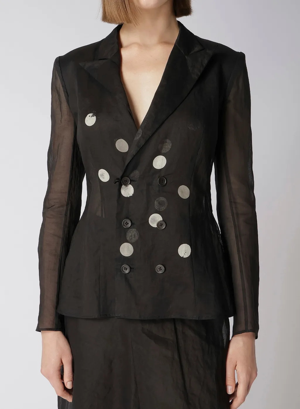 Dot Grey Discharge Print 6B Double Jacket